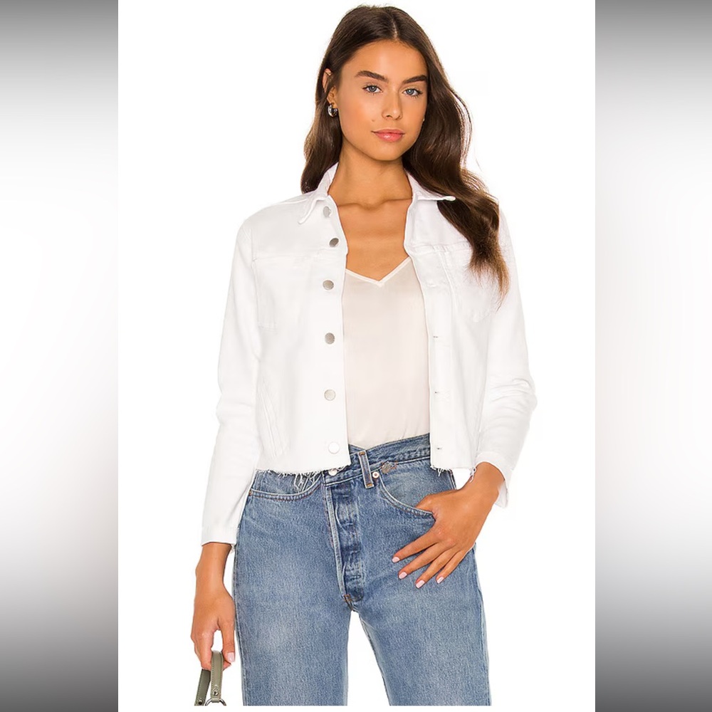 L'AGENCE
JANELLE SLIM RAW FINISHED JACKET IN BLANC